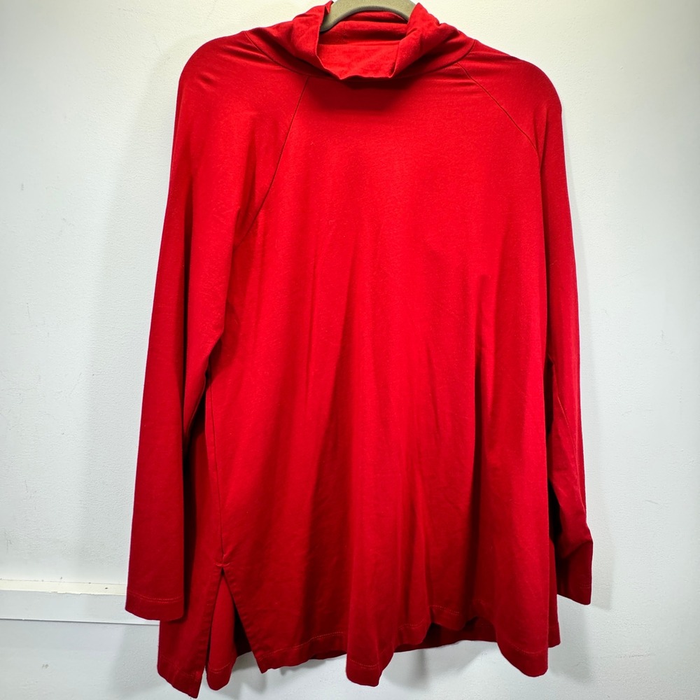 J. Jill Luxe Supima Everyday Turtleneck Tunic Women‎ L Red Stretch Minimalist
